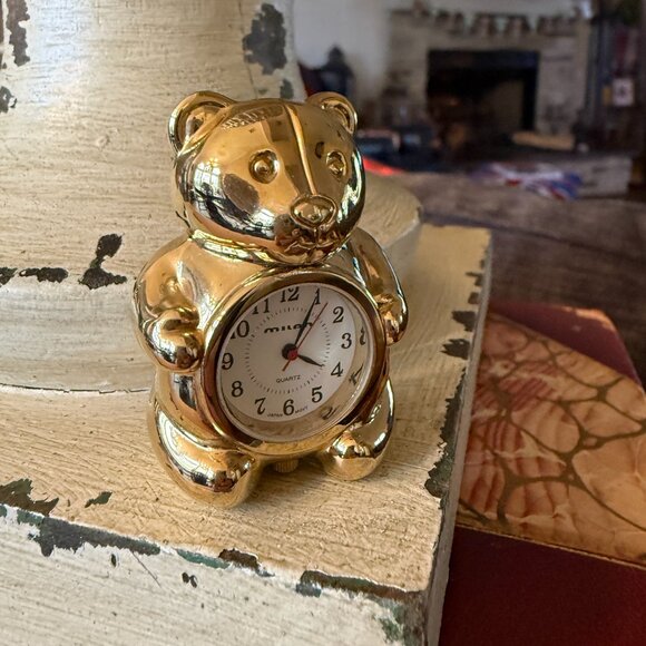 Miniature Milan Brass Teddy Bear Clock Works Perfectly - Picture 8 of 10